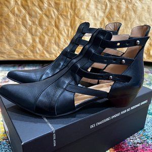 RUTH  BEKKIE STRAPPY LEATHER ANKLE BOOT - BLACK LEATHER SIZE 9 BRAND NEW